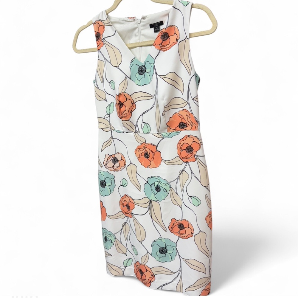 Ann Taylor Factory Petite Floral Sheath Dress 00P - Coral Poppy Bloomcore - Picture 4 of 9